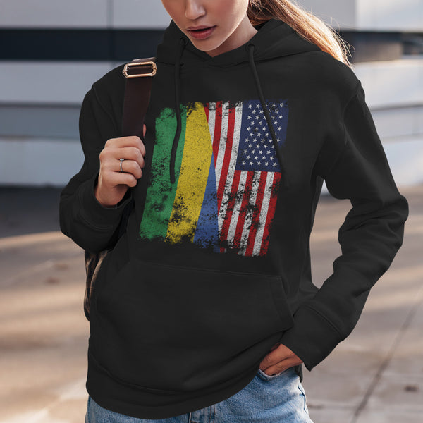 Gabon USA Flag - Half American Hoodie