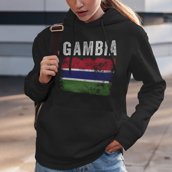 Gambia Flag Distressed - Gambian Flag Hoodie