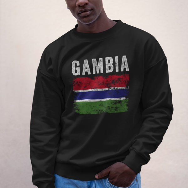 Gambia Flag Distressed - Gambian Flag Sweatshirt
