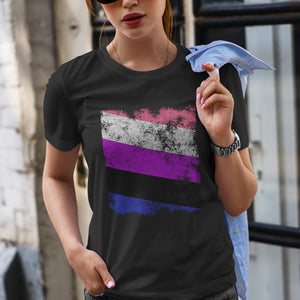 Genderfluid Flag - Distressed LGBT+ T-Shirt