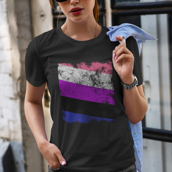 Genderfluid Flag - Distressed LGBT+ T-Shirt