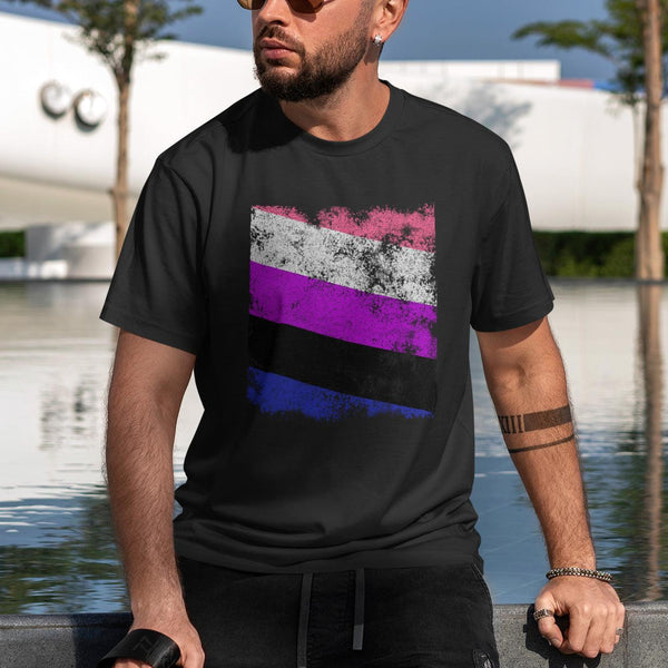 Genderfluid Flag - Distressed LGBT+ T-Shirt