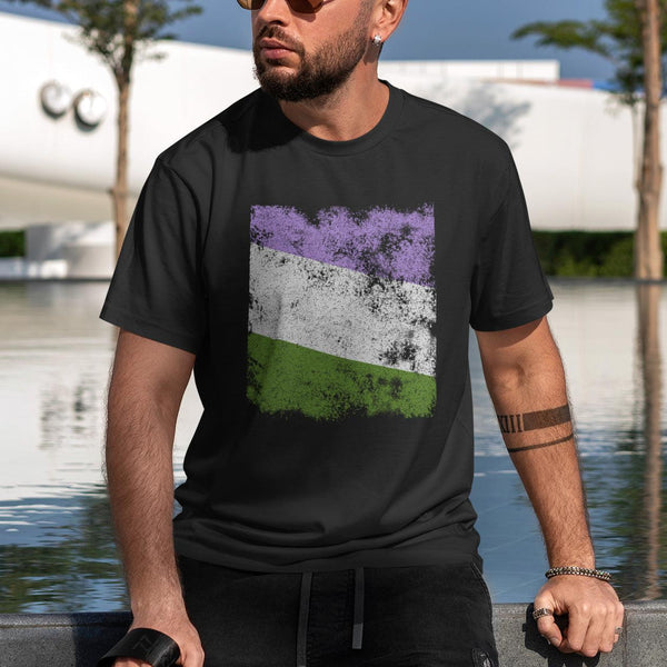 Genderqueer Flag - Distressed LGBT+ T-Shirt