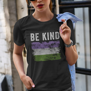 Be Kind Genderqueer Flag - LGBT+ T-Shirt