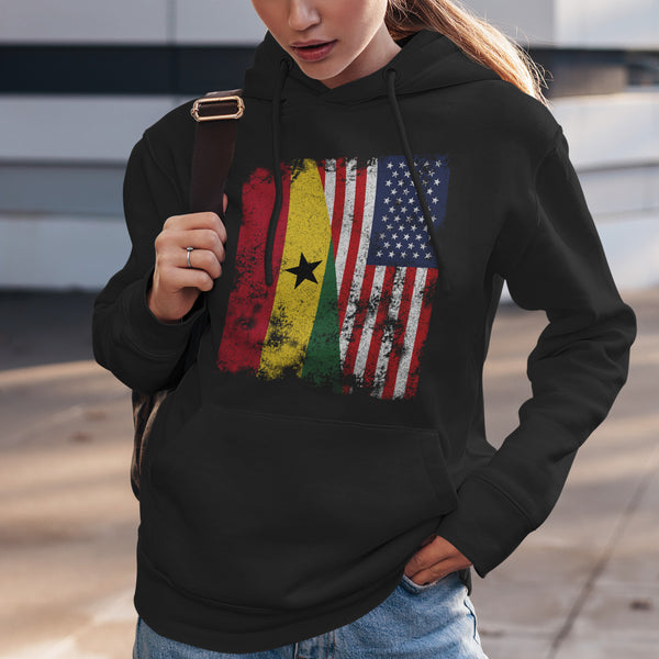 Ghana USA Flag - Half American Hoodie