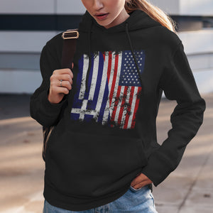Greece USA Flag - Half American Hoodie