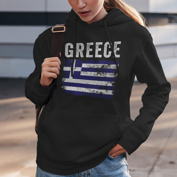 Greece Flag Distressed - Greek Flag Hoodie