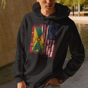 Grenada USA Flag - Half American Hoodie