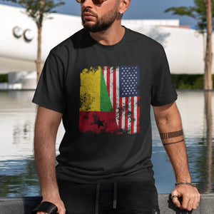 Guinea Bissau USA Flag - Half American T-Shirt