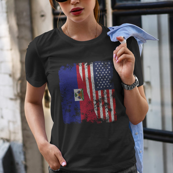 Haiti USA Flag - Half American T-Shirt