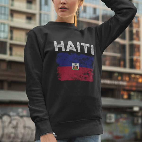 Haiti Flag Distressed - Haitian Flag Sweatshirt
