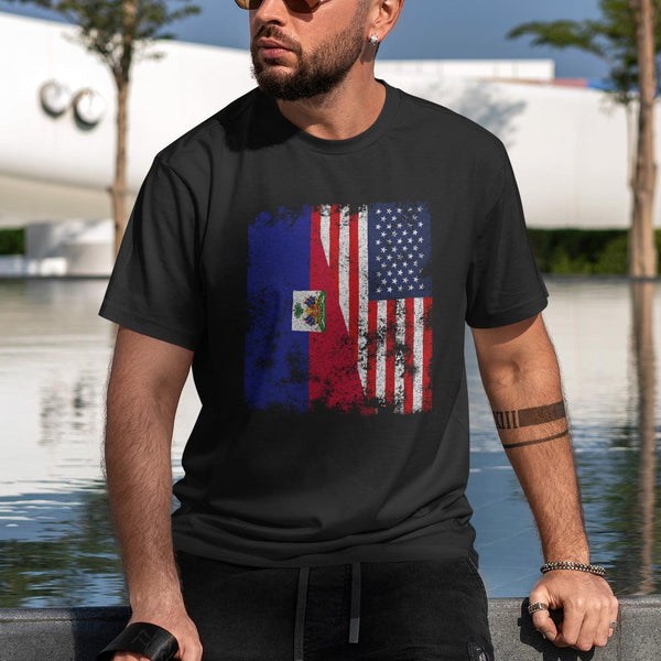 Haiti USA Flag - Half American T-Shirt