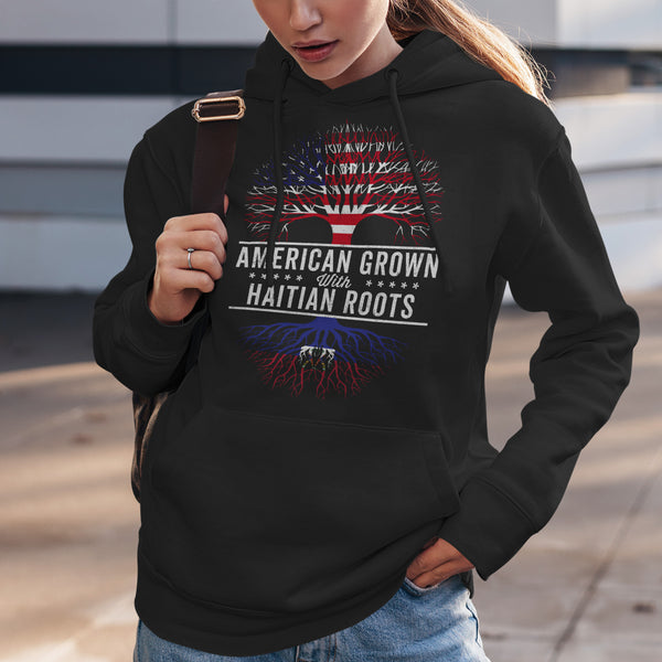 American Grown Haitian Roots Flag Hoodie