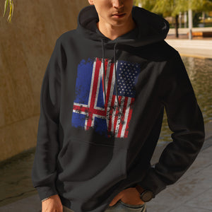 Iceland USA Flag - Half American Hoodie