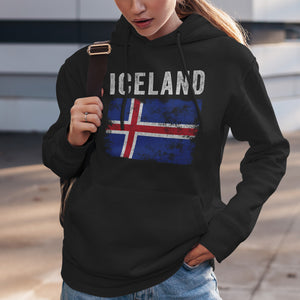 Iceland Flag Distressed - Icelandic Flag Hoodie