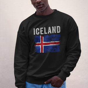 Iceland Flag Distressed - Icelandic Flag Sweatshirt