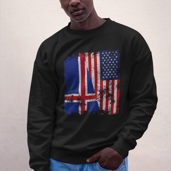 Iceland USA Flag - Half American Sweatshirt