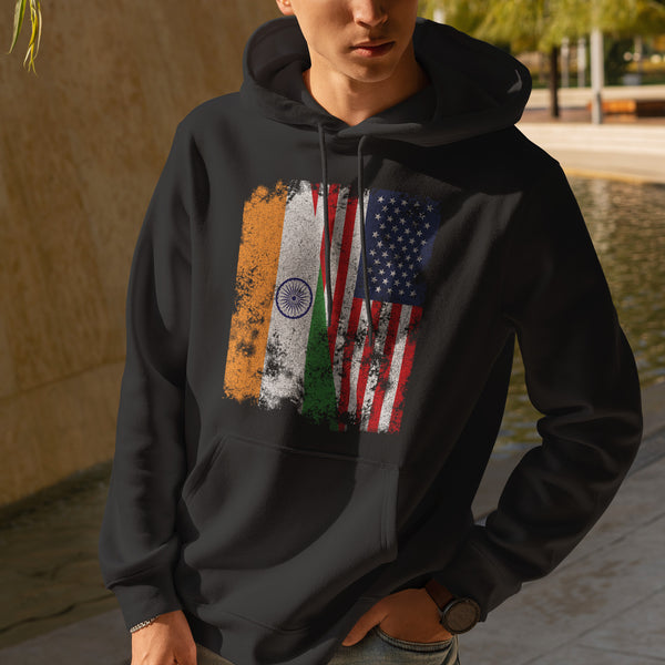 India USA Flag - Half American Hoodie