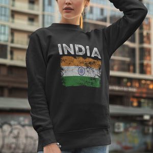 India Flag Distressed - Indian Flag Sweatshirt