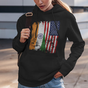 India USA Flag - Half American Hoodie