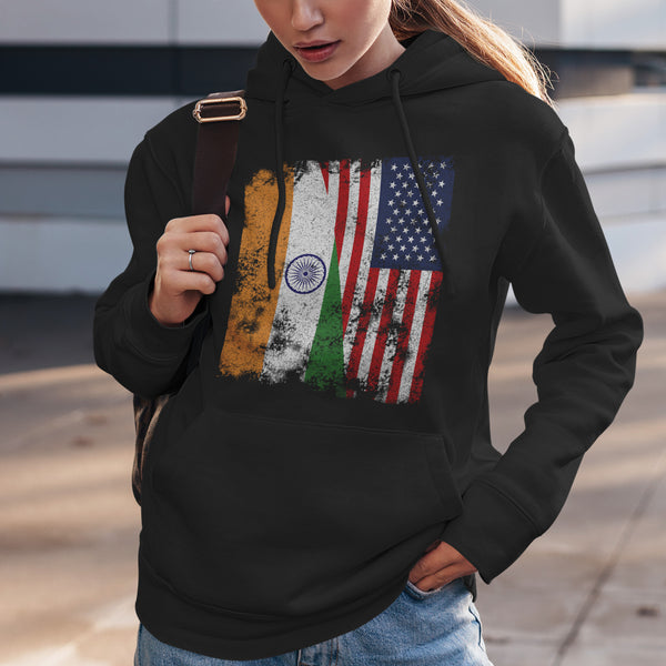 India USA Flag - Half American Hoodie