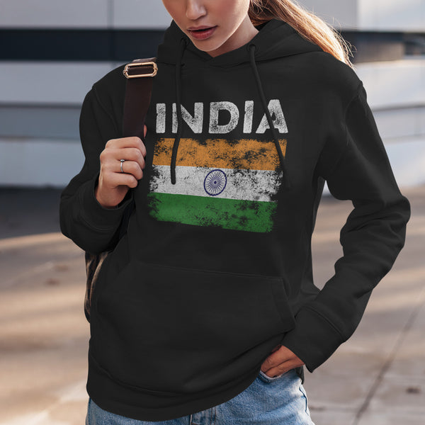 India Flag Distressed - Indian Flag Hoodie