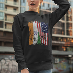 India USA Flag - Half American Sweatshirt