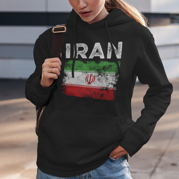 Iran Flag Distressed - Iranian Flag Hoodie