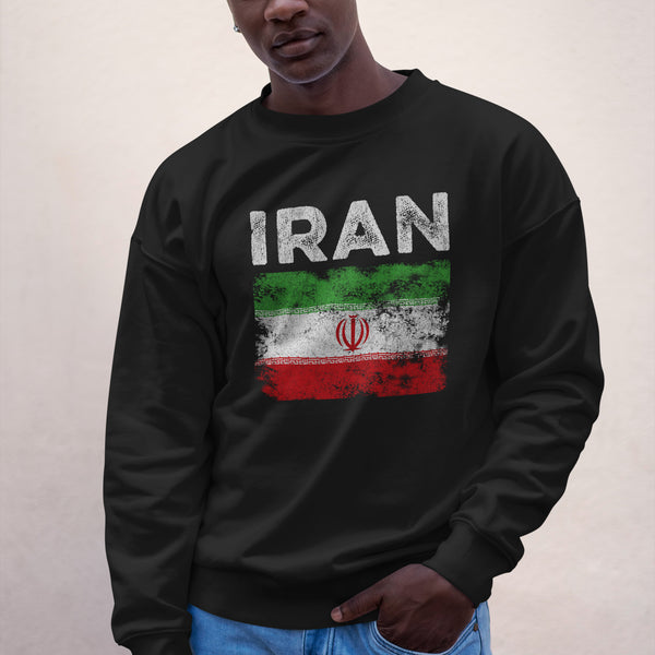 Iran Flag Distressed - Iranian Flag Sweatshirt