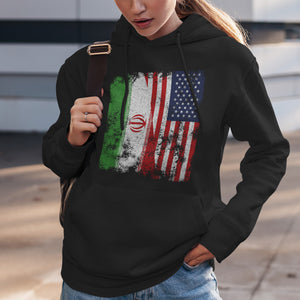 Iran USA Flag - Half American Hoodie