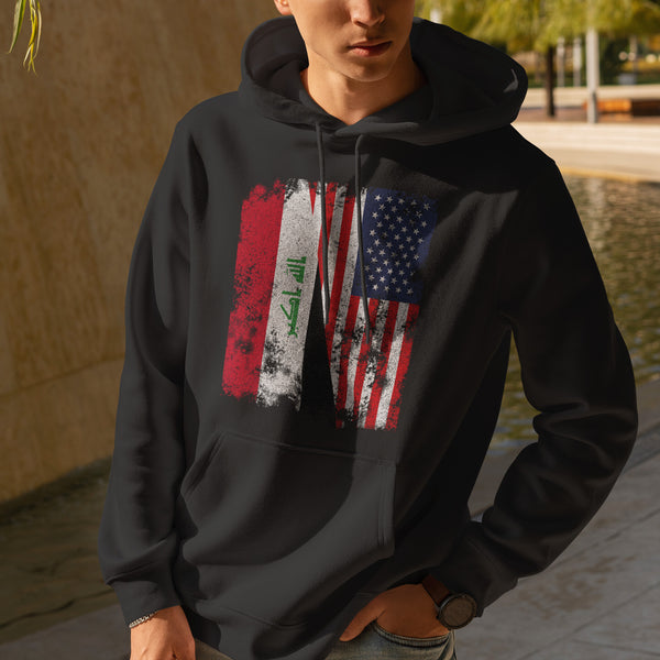 Iraq USA Flag - Half American Hoodie