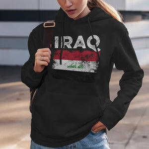 Iraq Flag Distressed - Iraqi Flag Hoodie