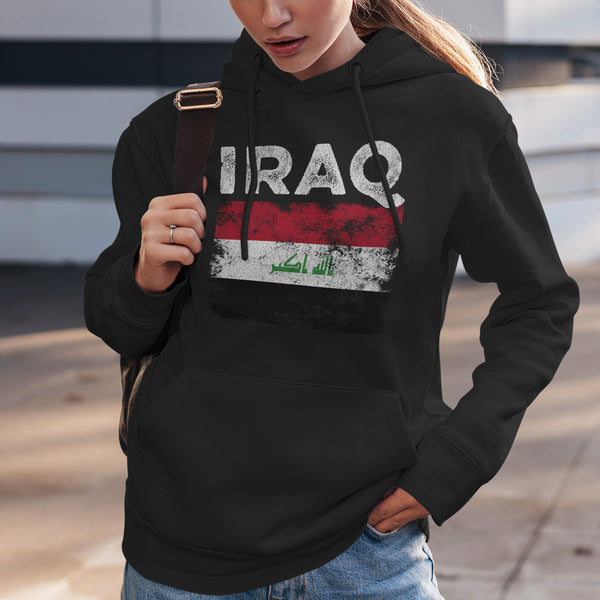 Iraq Flag Distressed - Iraqi Flag Hoodie