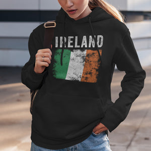 Ireland Flag Distressed - Irish Flag Hoodie