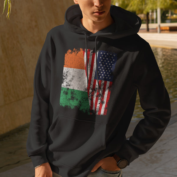 Ireland USA Flag - Half American Hoodie