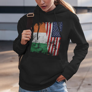 Ireland USA Flag - Half American Hoodie