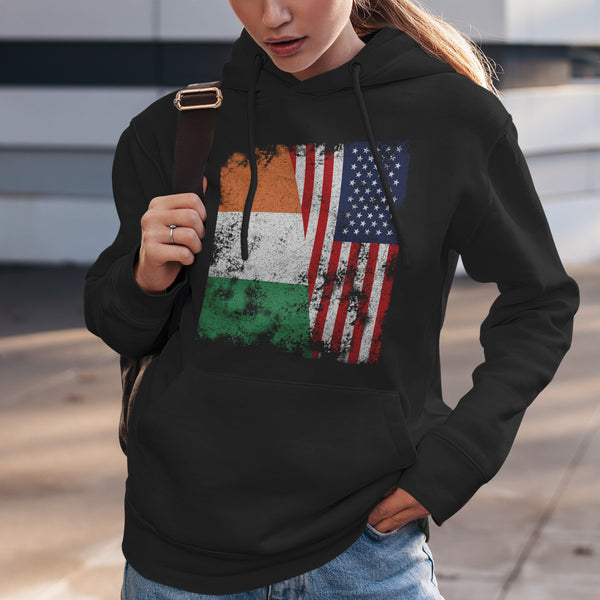 Ireland USA Flag - Half American Hoodie