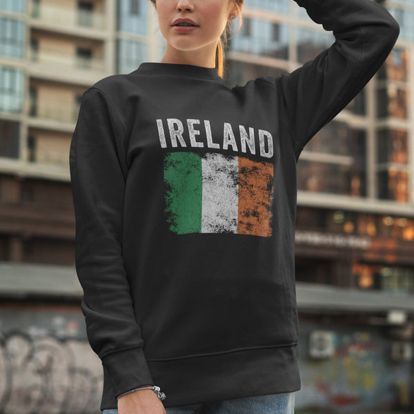 Ireland Flag Distressed - Irish Flag Sweatshirt