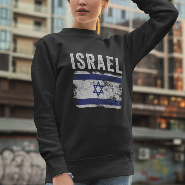 Israel Flag Distressed - Israeli Flag Sweatshirt