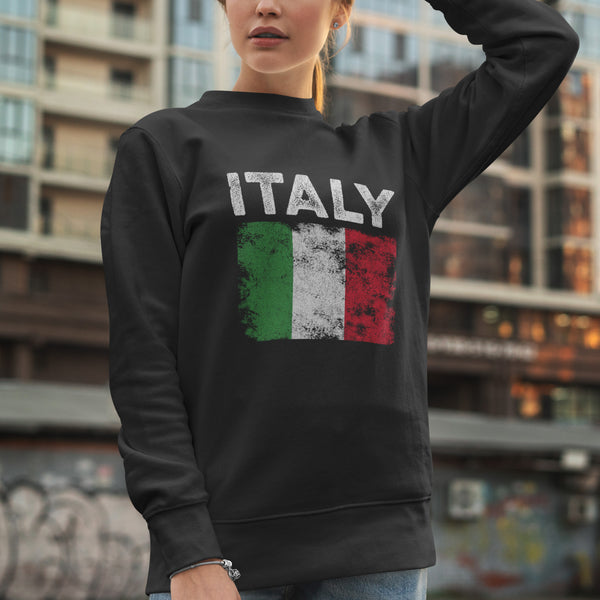 Italy Flag Distressed - Italian Flag Sweatshirt