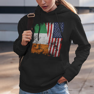 Ivory Coast USA Flag - Half American Hoodie
