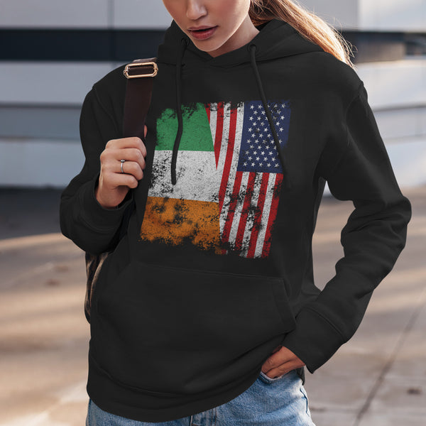 Ivory Coast USA Flag - Half American Hoodie