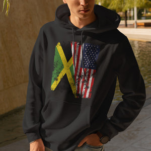 Jamaica USA Flag - Half American Hoodie