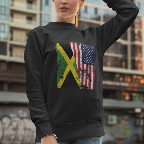 Jamaica USA Flag - Half American Sweatshirt