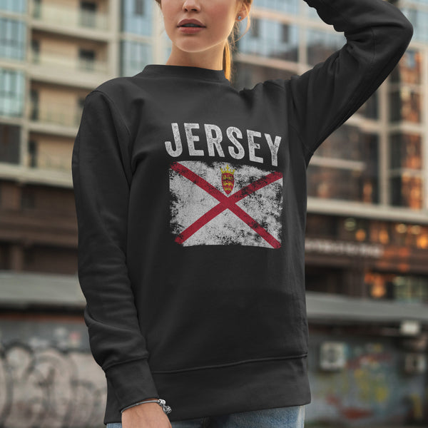 Jersey Flag Distressed - Jersey Flag Sweatshirt