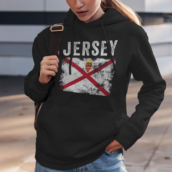 Jersey Flag Distressed - Jersey Flag Hoodie