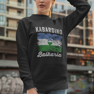 Kabardino Balkaria Flag Distressed Sweatshirt