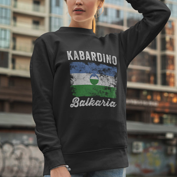 Kabardino Balkaria Flag Distressed Sweatshirt