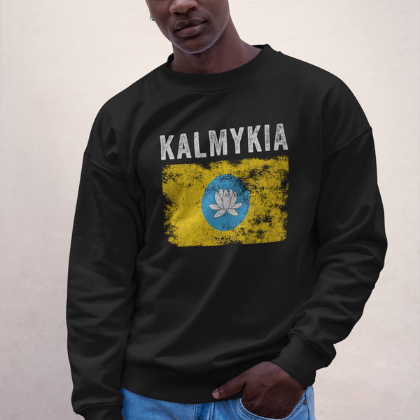 Kalmykia Flag Distressed - Kalmyk Flag Sweatshirt