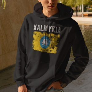 Kalmykia Flag Distressed - Kalmyk Flag Hoodie